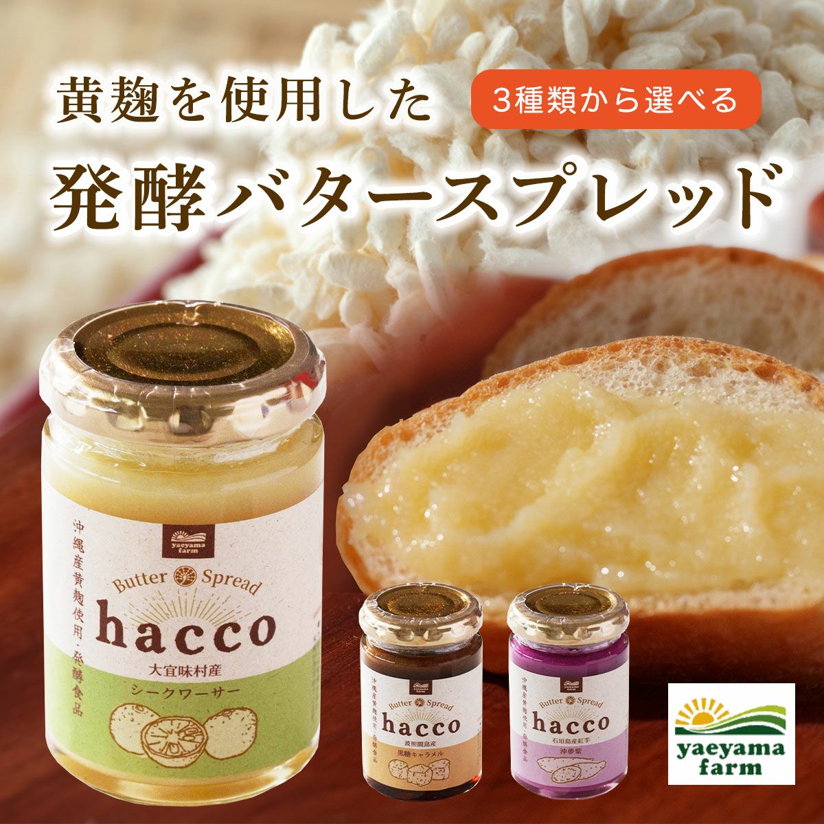 hacco 発酵バタースプレッド 3種セット | 【公式】やえやまファーム hacco 発酵バタースプレッド 3種セット | 【公式】やえやまファーム
